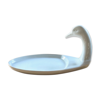 Plat zoomorphe canard en porcelaine