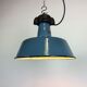 Industrial Blue Enamel Factory Lamp with Cast Iron Top, 1960s