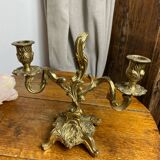 Two-arm chandelier, rocaille style, in bronze