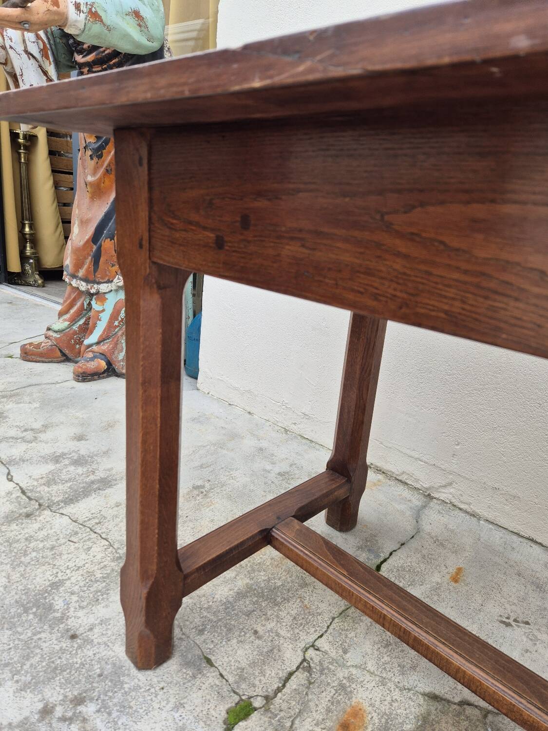 19th century solid walnut Burgundy farmhouse table with two drawers - 1m82