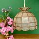 Suspension abat-jour vintage en nacre et laiton