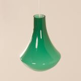 Lampe à Suspension française en Verre Opalin Vert, 1960s