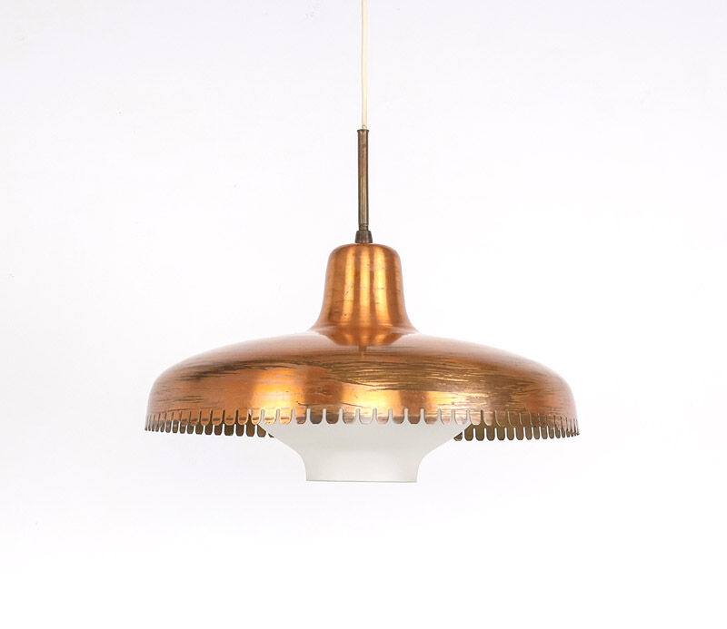 Vintage copper and glass pendant lamp by Jørn Utzon, 1940s