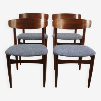 Série de 4 chaises scandinaves teck vintage H.W Klein 1960