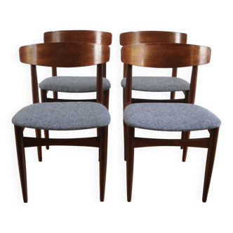 Série de 4 chaises scandinaves teck vintage H.W Klein 1960