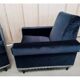 Pair of navy blue velvet club armchairs