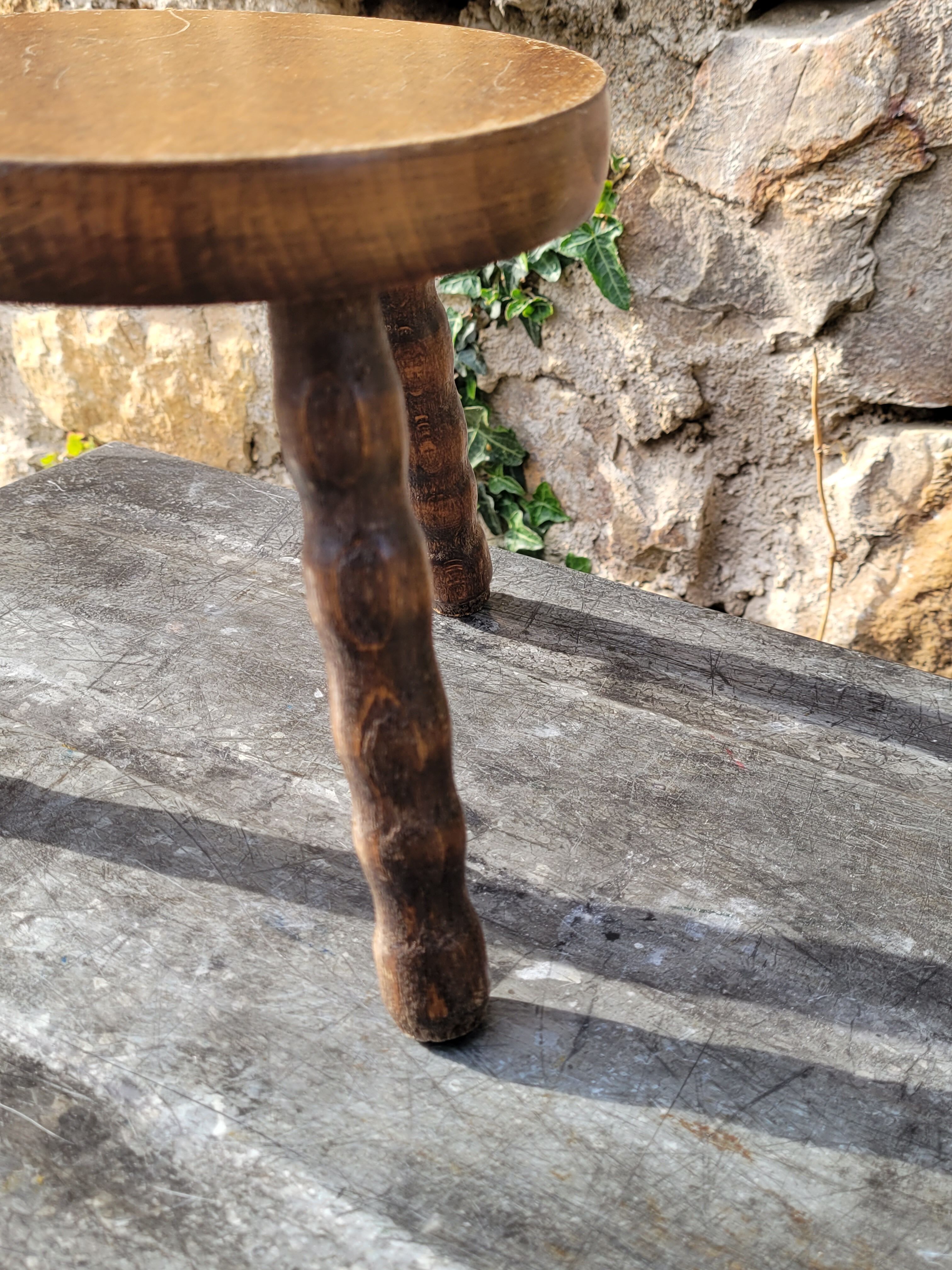 Turned wooden stool