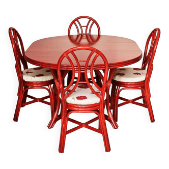 GinérArt 13-piece red rattan dining room