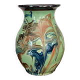 Vintage flamed glazed terracotta vase