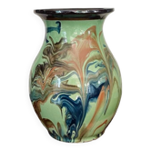 Vase en  terre cuite émaillée flammée  vintage