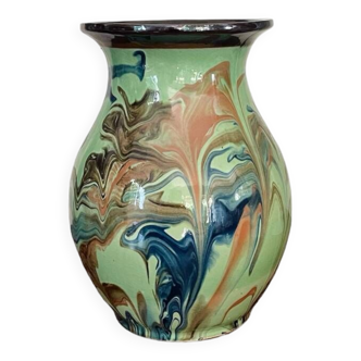 Vintage flamed glazed terracotta vase