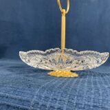 Empty serving dish golden pocket and glass mold vintage crystal way