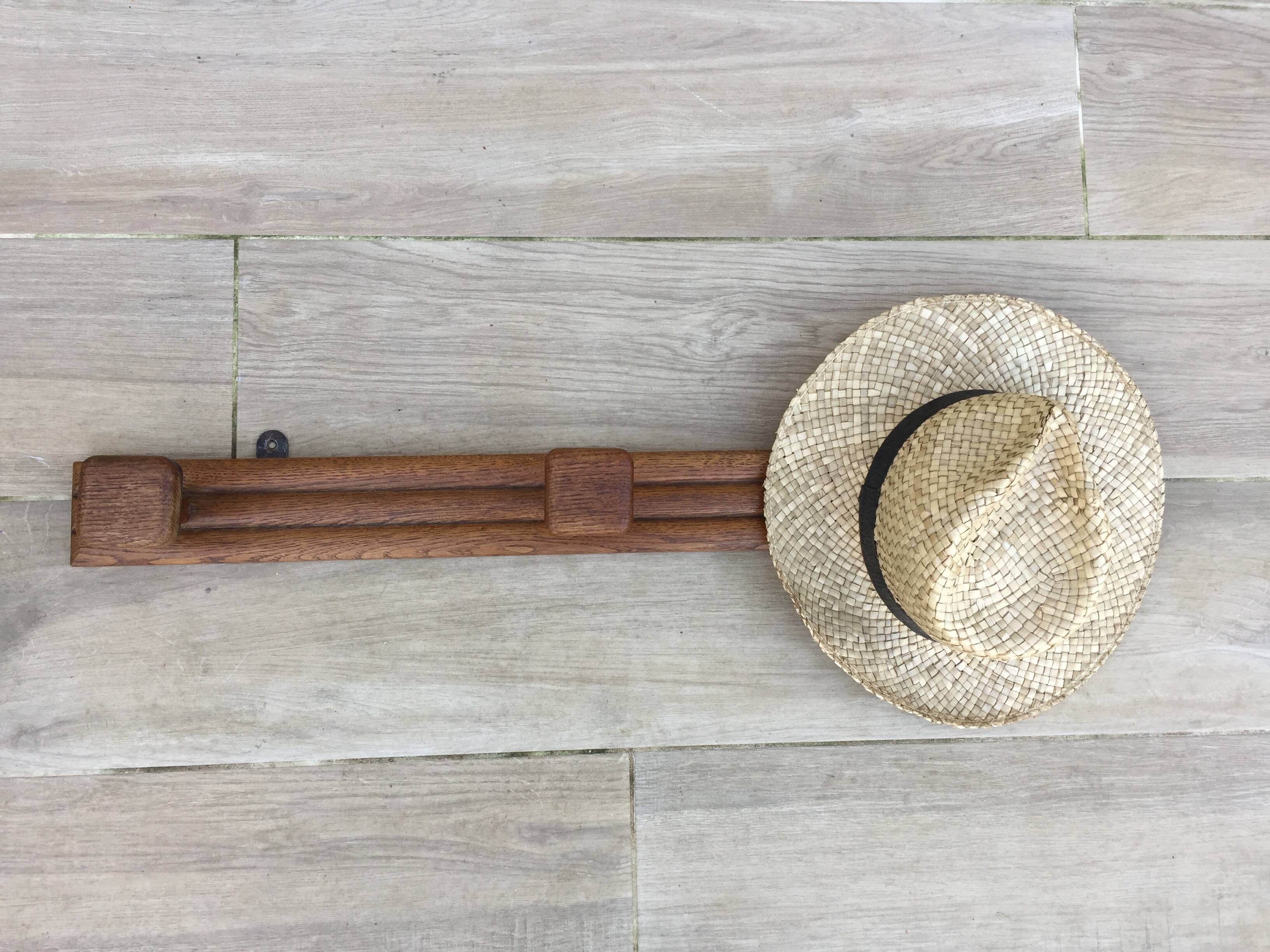 VINTAGE Geometric Solid Oak COAT RACK