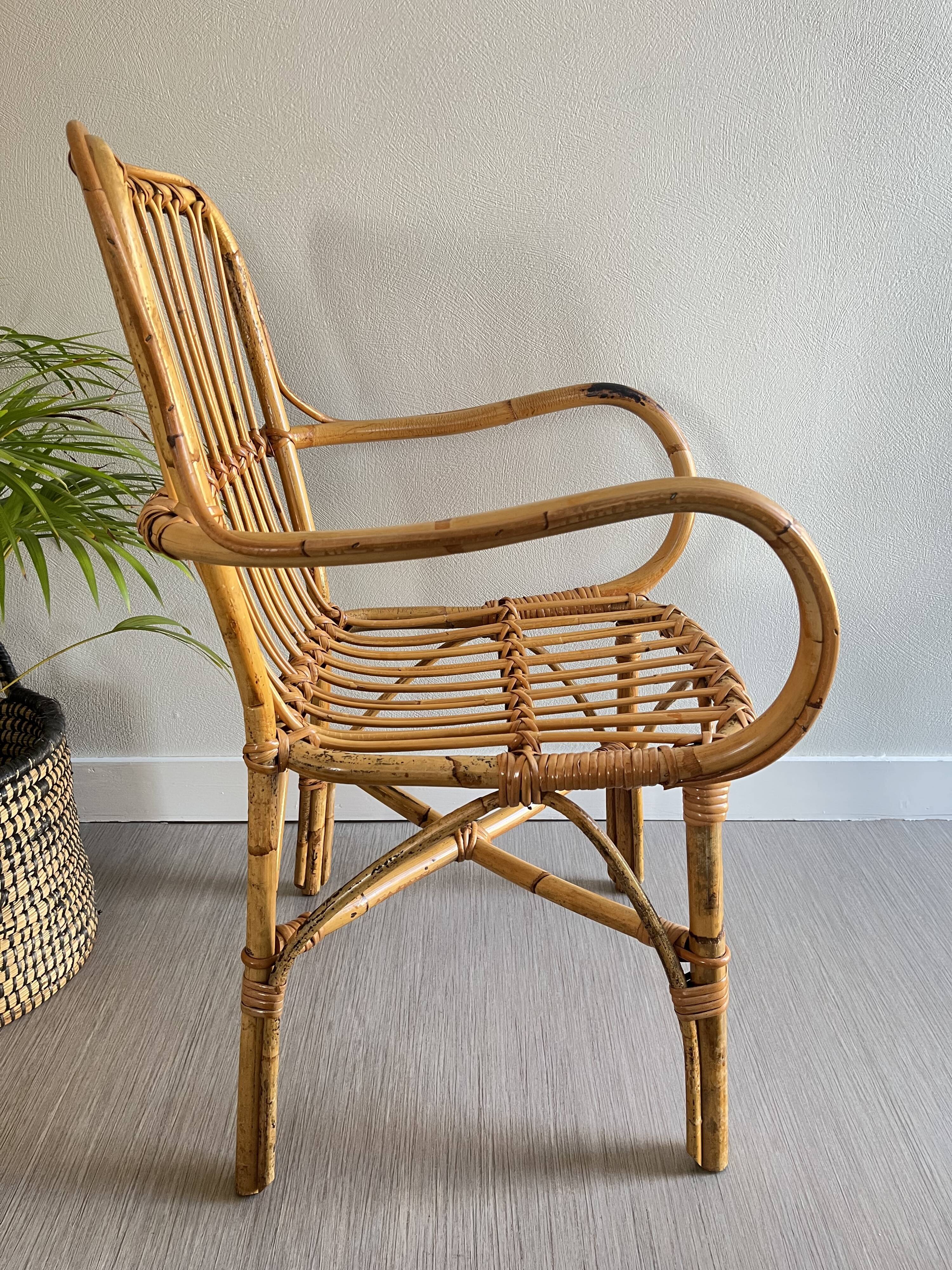 Vintage rattan armchair