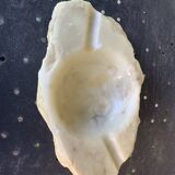 Large marble ashtray, white, beige, gray veins, vintage stone