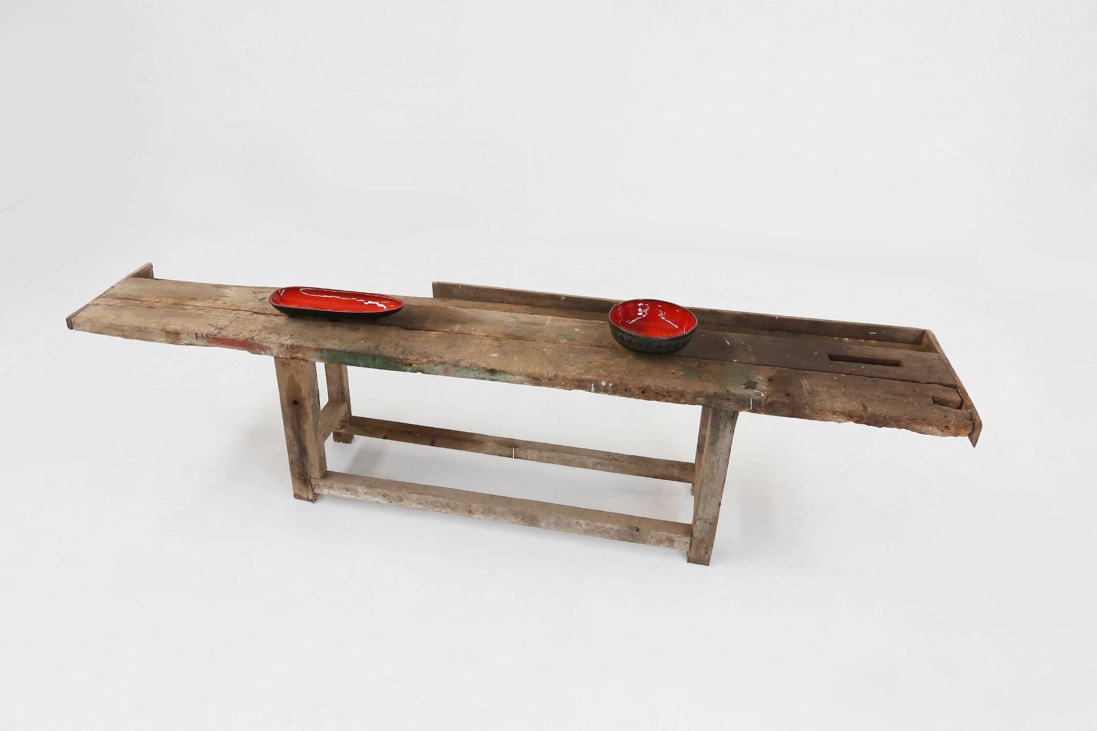 Industrial Oak Workbench with Exceptional Patina, Belgium ca. 1850