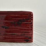 Rectangular red ceramic vase
