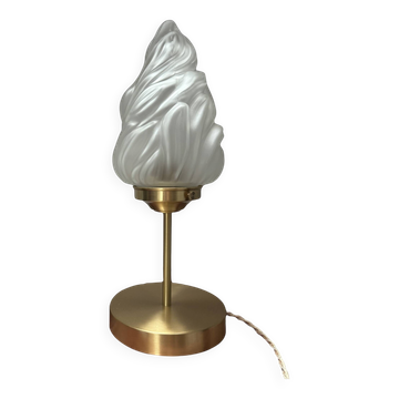Lampe globe en verre flamme Art Déco