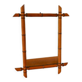 Bamboo effect wooden barber mirror 55 x 41 cm