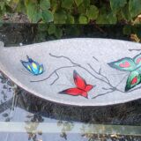 Fruit cup vintage 50s ceramic glazed style brutalist decoration butterflies