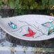 Fruit cup vintage 50s ceramic glazed style brutalist decoration butterflies