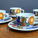 Set of 4 Mokka cups and saucers, acapulco design by villeroy & boch.