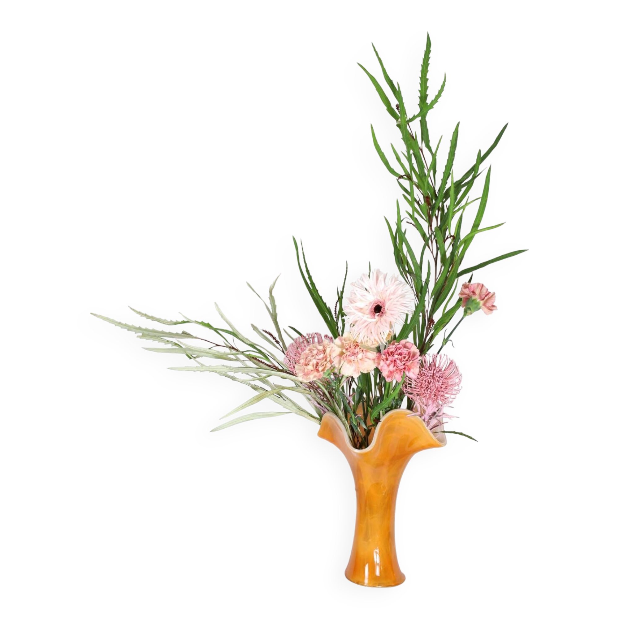 LARGE ARTISANAL ORANGE GLASS VASE