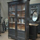 Former Library Showcase in solid oak and black patinated fir 1920