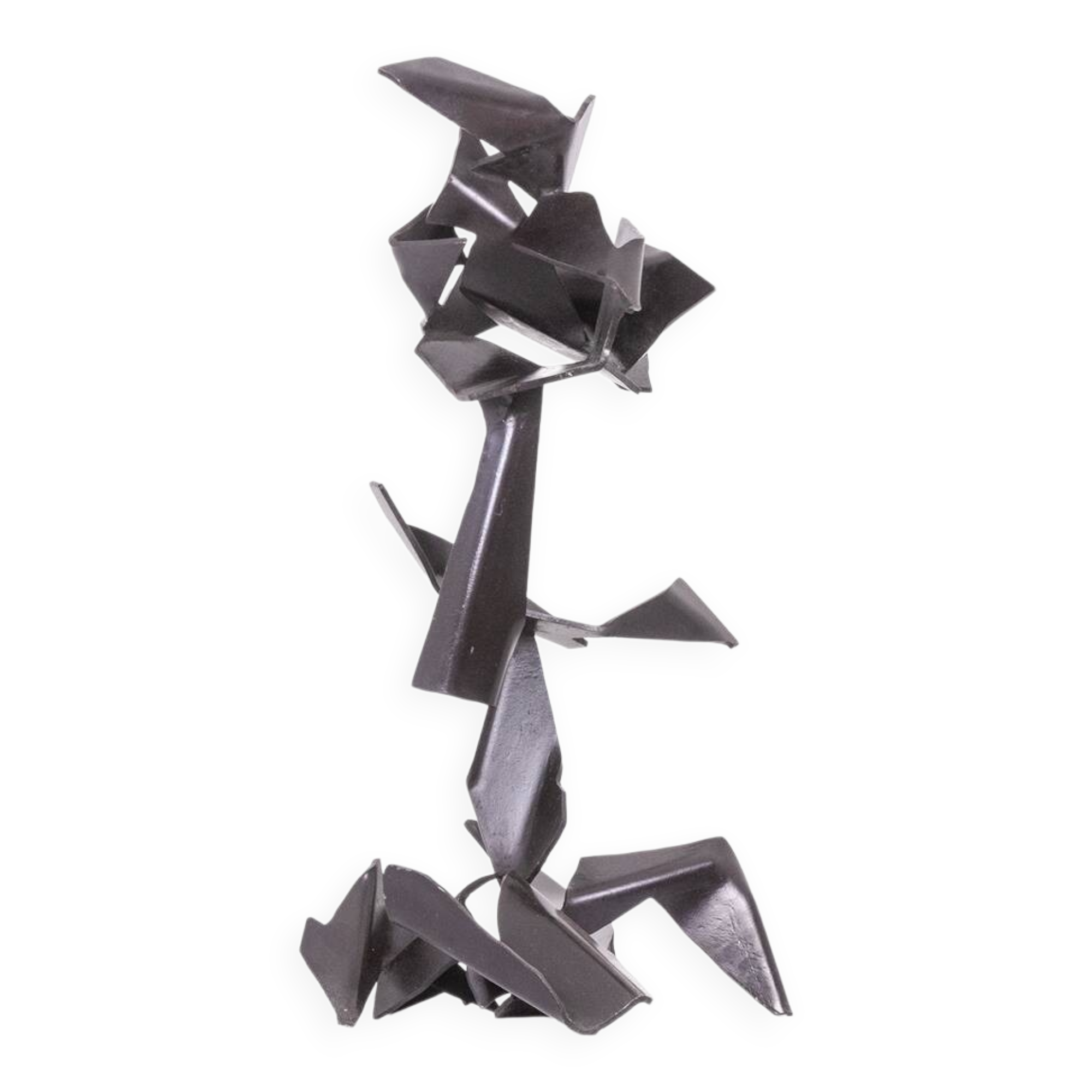 Jean Campa. Geometric sculpture in polished metal. 1980s.