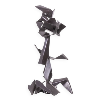 Jean Campa. Geometric sculpture in polished metal. 1980s.