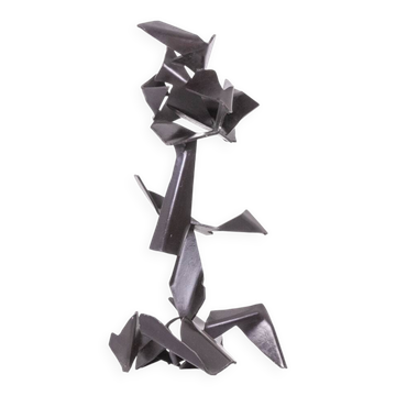 Sculpture géométrique en métal poli Jean Campa, années 1980