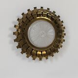 Vintage brass and pressed glass wall light, Sweden, 1960.