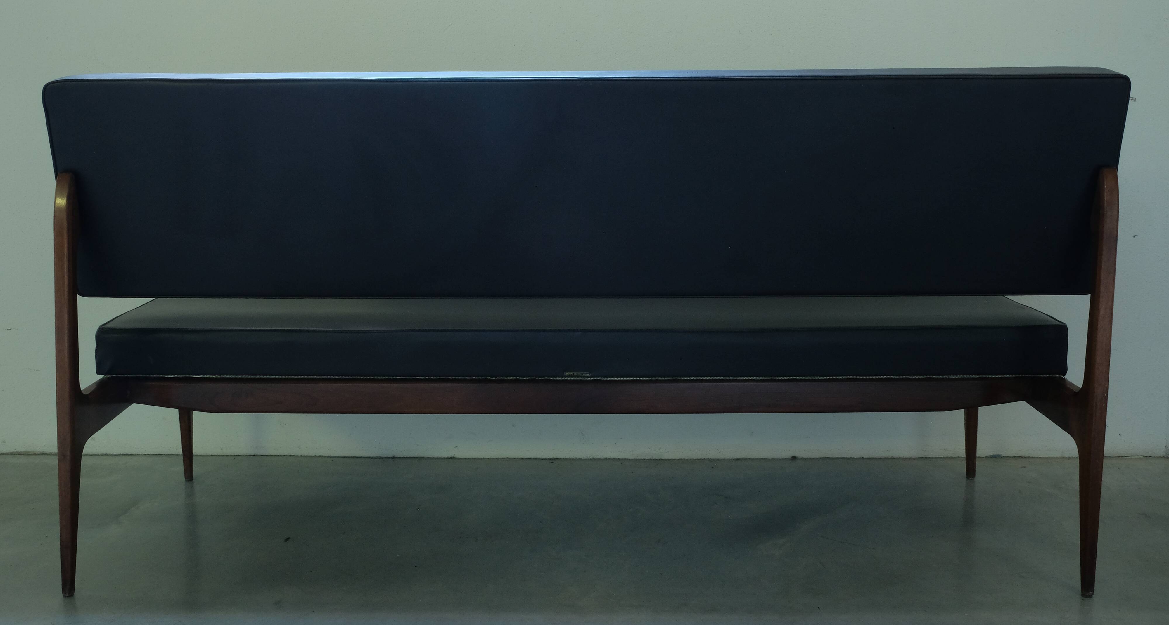 Sofa by Anonima Castelli in teak and skai, 1950s