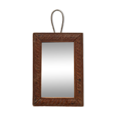 Antique mercury glass barber mirror and carved wooden frame