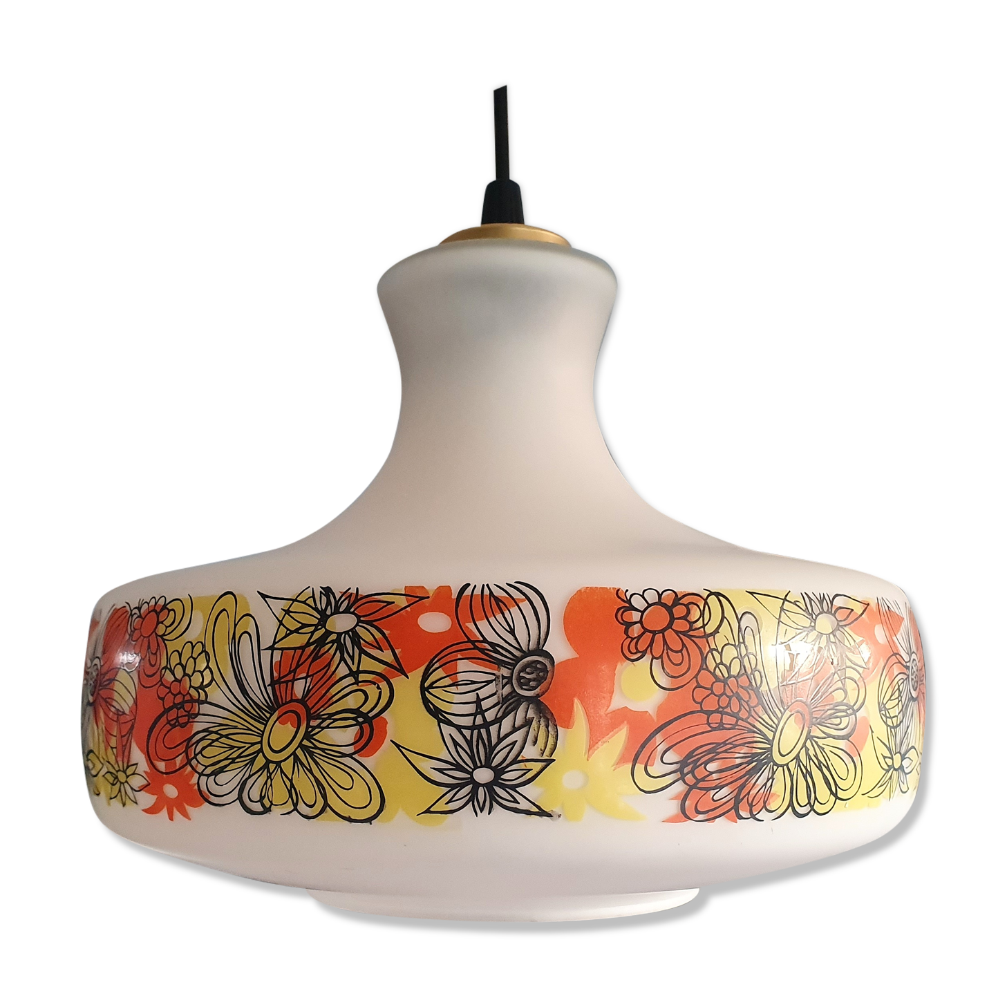 Retro flowerprinted pendant light, '70s
