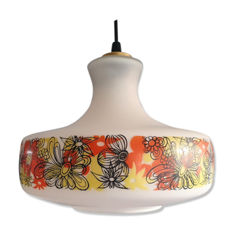 Retro flowerprinted pendant light, '70s