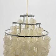 Mid-century mother of pearl Capiz shell Verner Panton style hanging lamp, 1970s