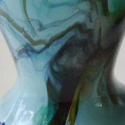 Murano vase in blown Art glass, marbling inclusions, scrolls. High 20 cm