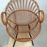 Paire de fauteuils en rotin vintage