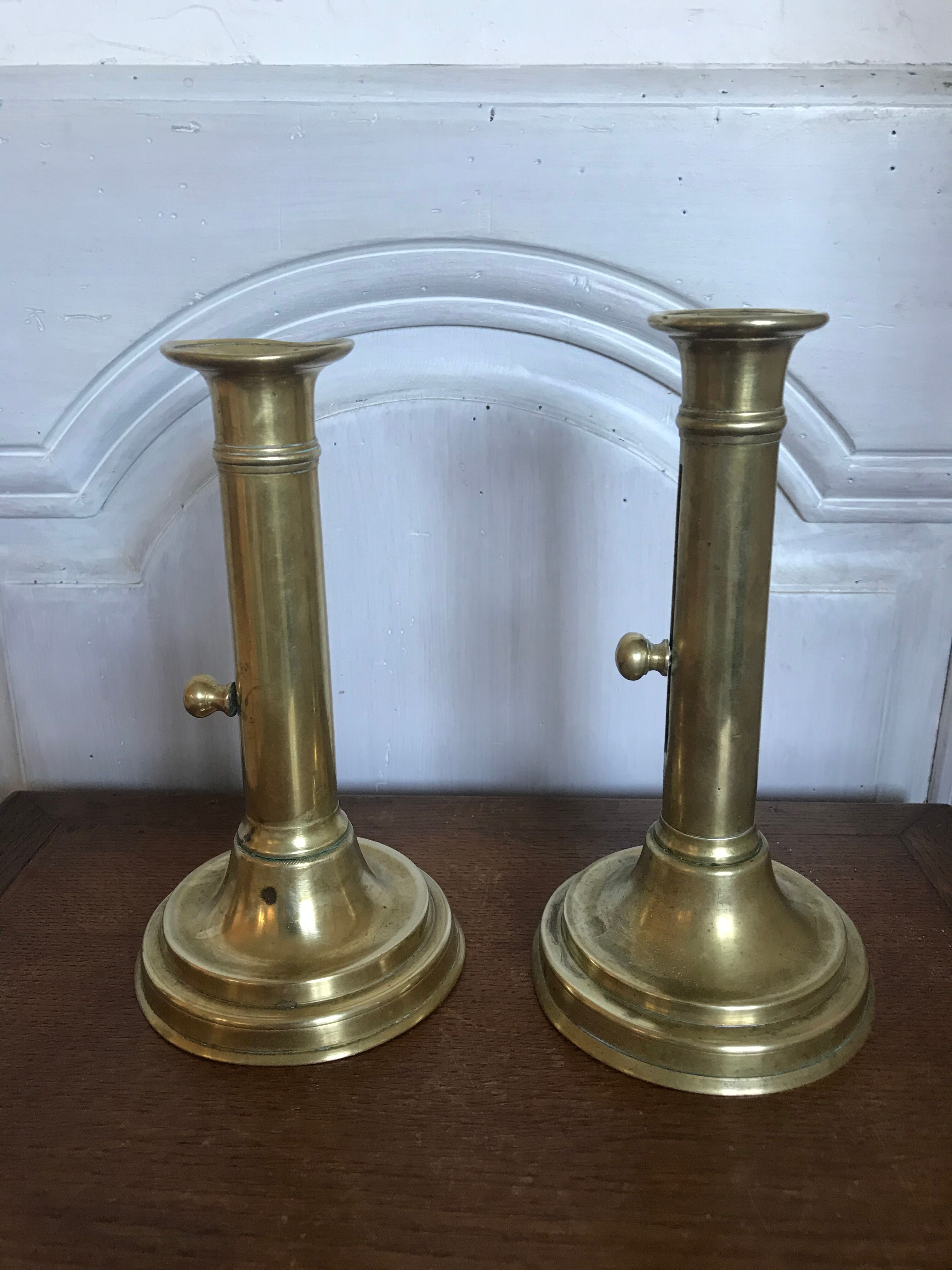 Pair of brass candlesticks