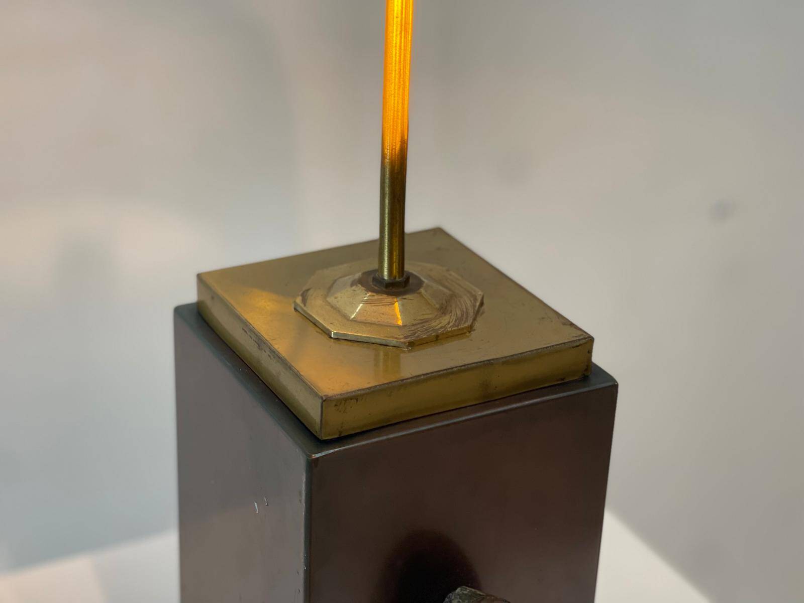 Vintage brass agate table lamp, 1970s