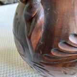 Scarified ceramic vase with twisted handle - African style