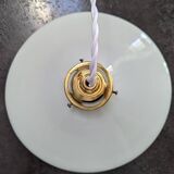 Ancienne suspension baladeuse en opaline blanche Art déco 1930 Ø 26 cm