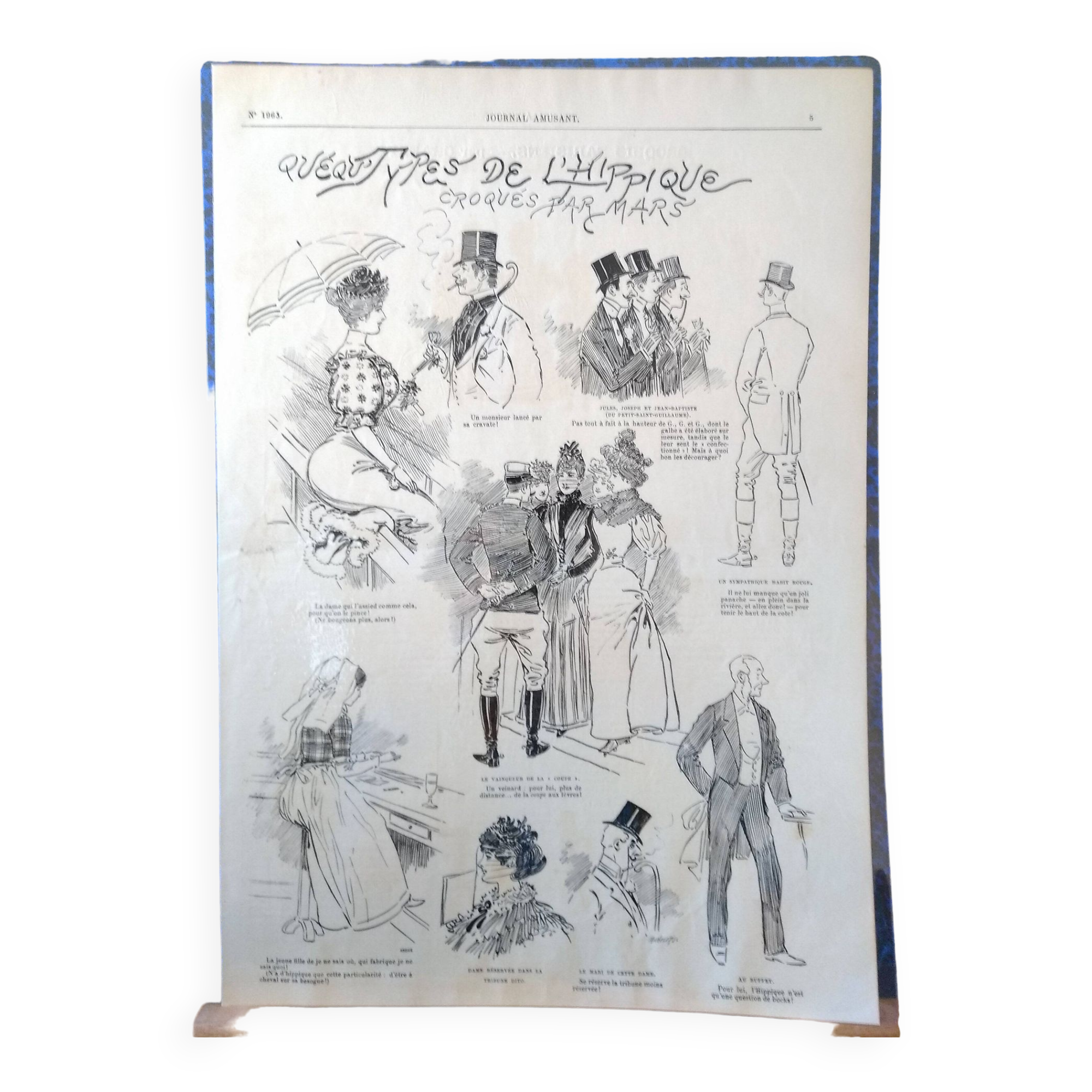 A drawing a sketch by illustrator Mars from period magazine Journal Amusant from the 1890s