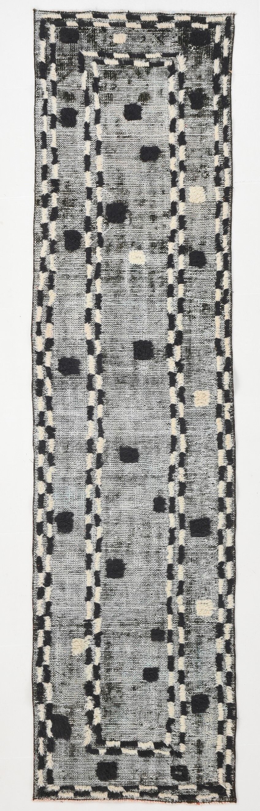 Black & beige turkish runner rug 72x284cm