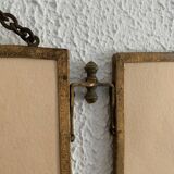 Vintage mirror 1900 triptych barber dressing table brass - 27 x 70 cm