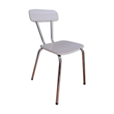 Chrome metal chair and formica white striped gray