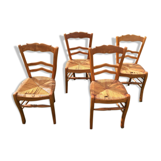 Lot de 4 chaises paillées