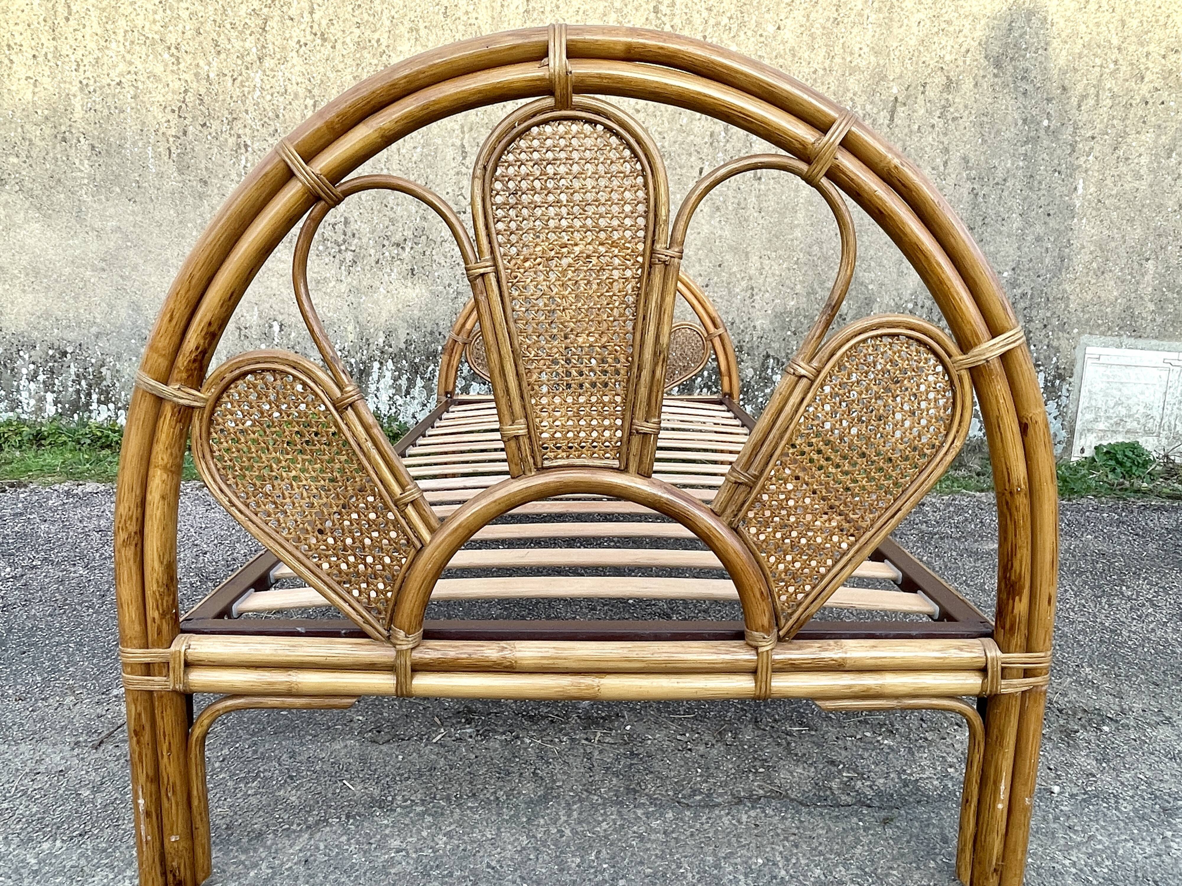 Single rattan and peacock cane bed