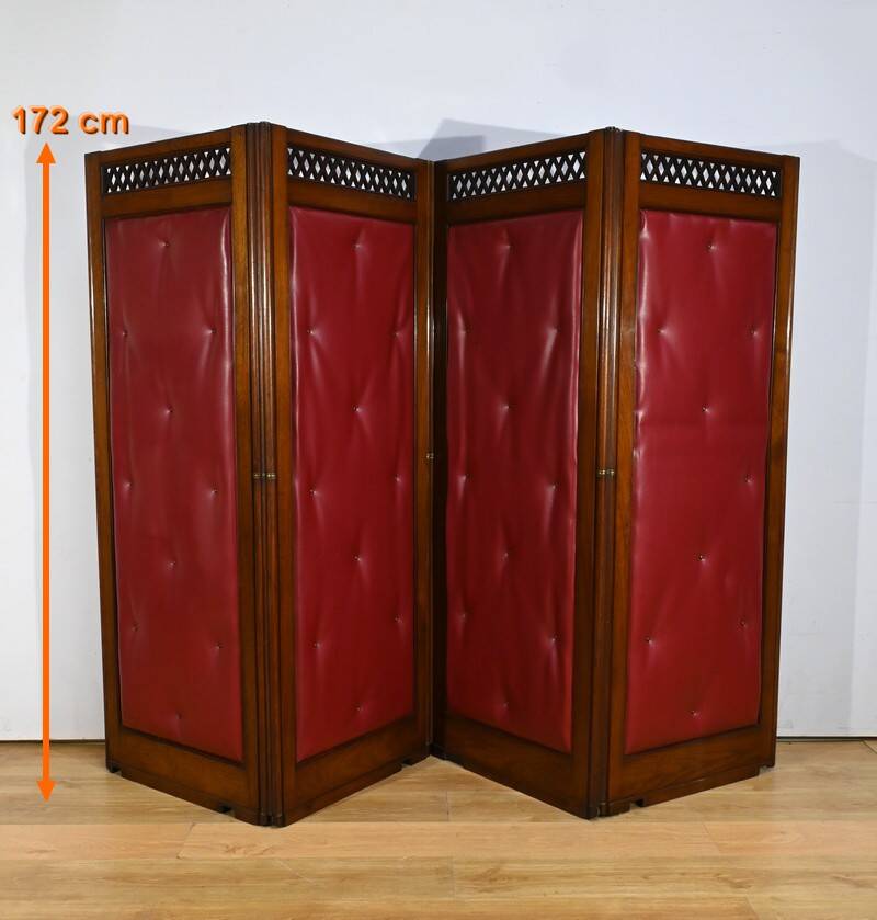 Four-Panel Mahogany Screen – First Part 20th Century